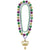 Mardi Gras Layered Deluxe Crown Pendant Necklace