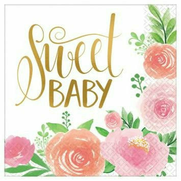 Amscan BABY SHOWER FLORAL BABY Lunch Napkins