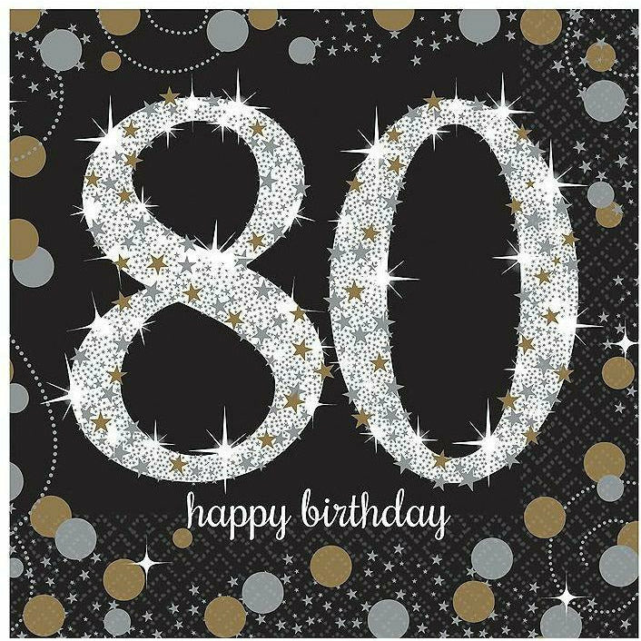 Amscan BIRTHDAY: OVER THE HILL 80th Birthday Beverage Napkins 16ct - Sparkling Celebration