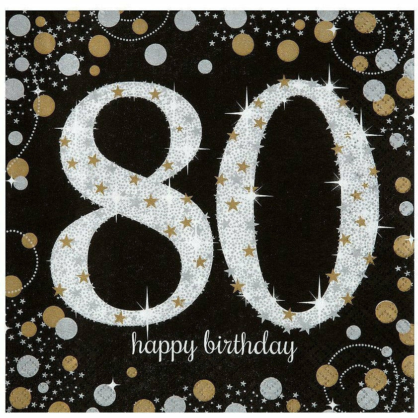 Amscan BIRTHDAY: OVER THE HILL 80th Birthday Lunch Napkins 16ct - Sparkling Celebration