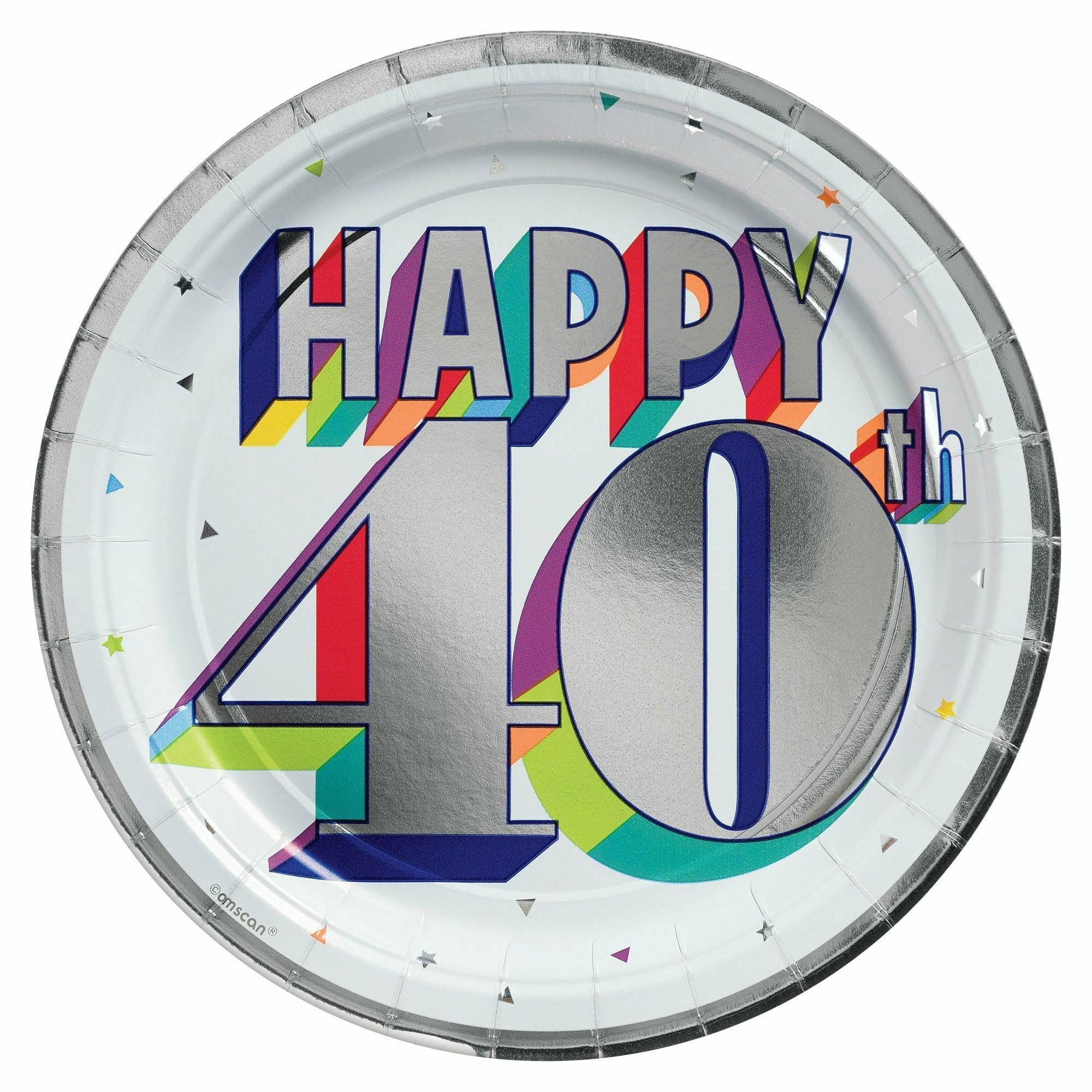 Amscan BIRTHDAY: OVER THE HILL Here's To 40 Metallic Round Plates, 9"