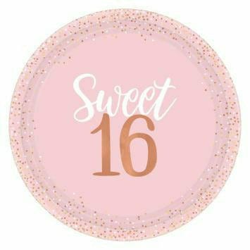 Amscan BIRTHDAY SWEET 16 PINK 10.5 IN PLATES