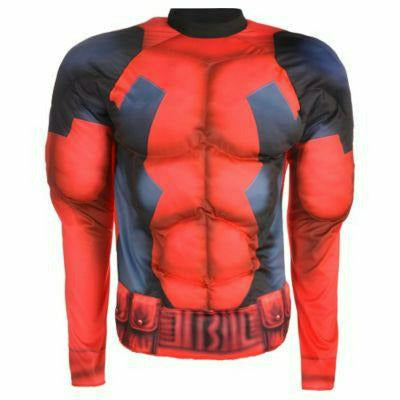 Amscan COSTUMES Adult Standard up to size 44 Adult Mens Deadpool Muscle Shirt Halloween Costume Red