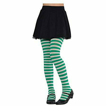 Amscan Green and White Striped Kids Tights - Child S/M