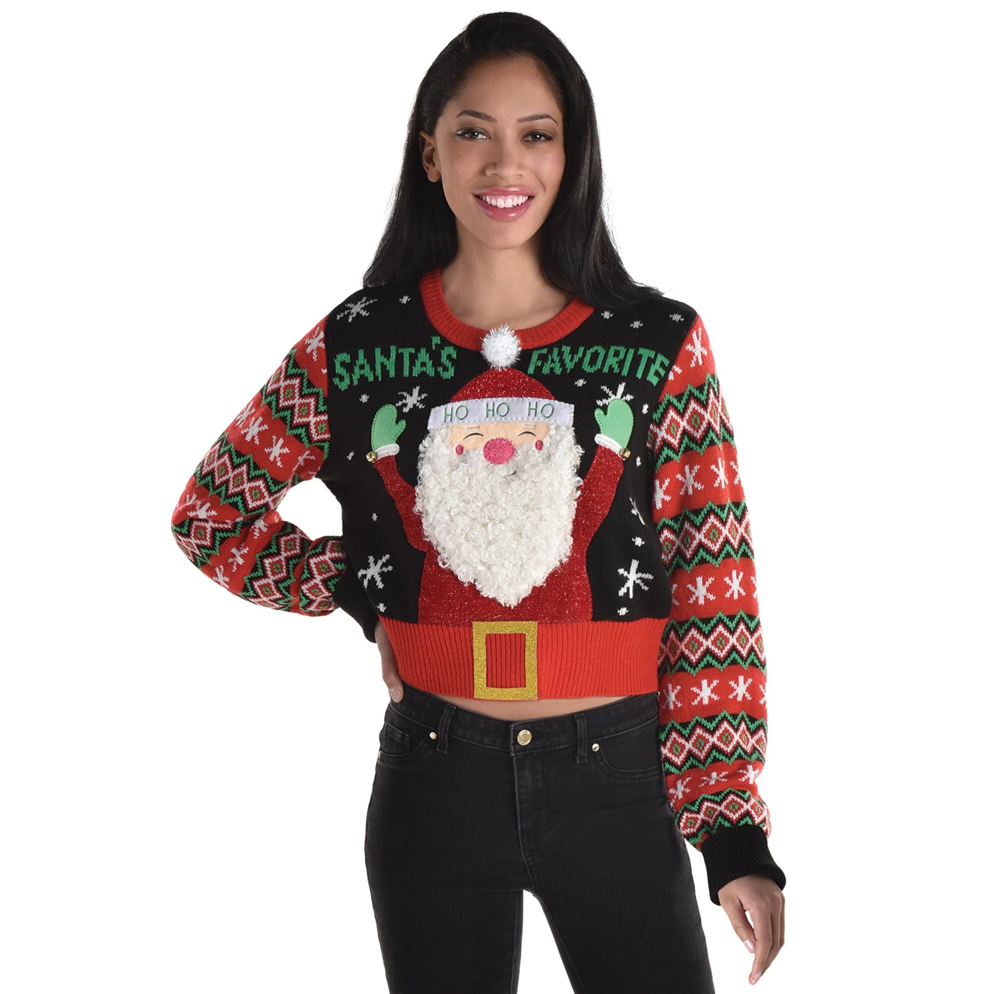 Amscan HOLIDAY: CHRISTMAS S/M Christmas Cropped Ugly Sweater Santa - Adult
