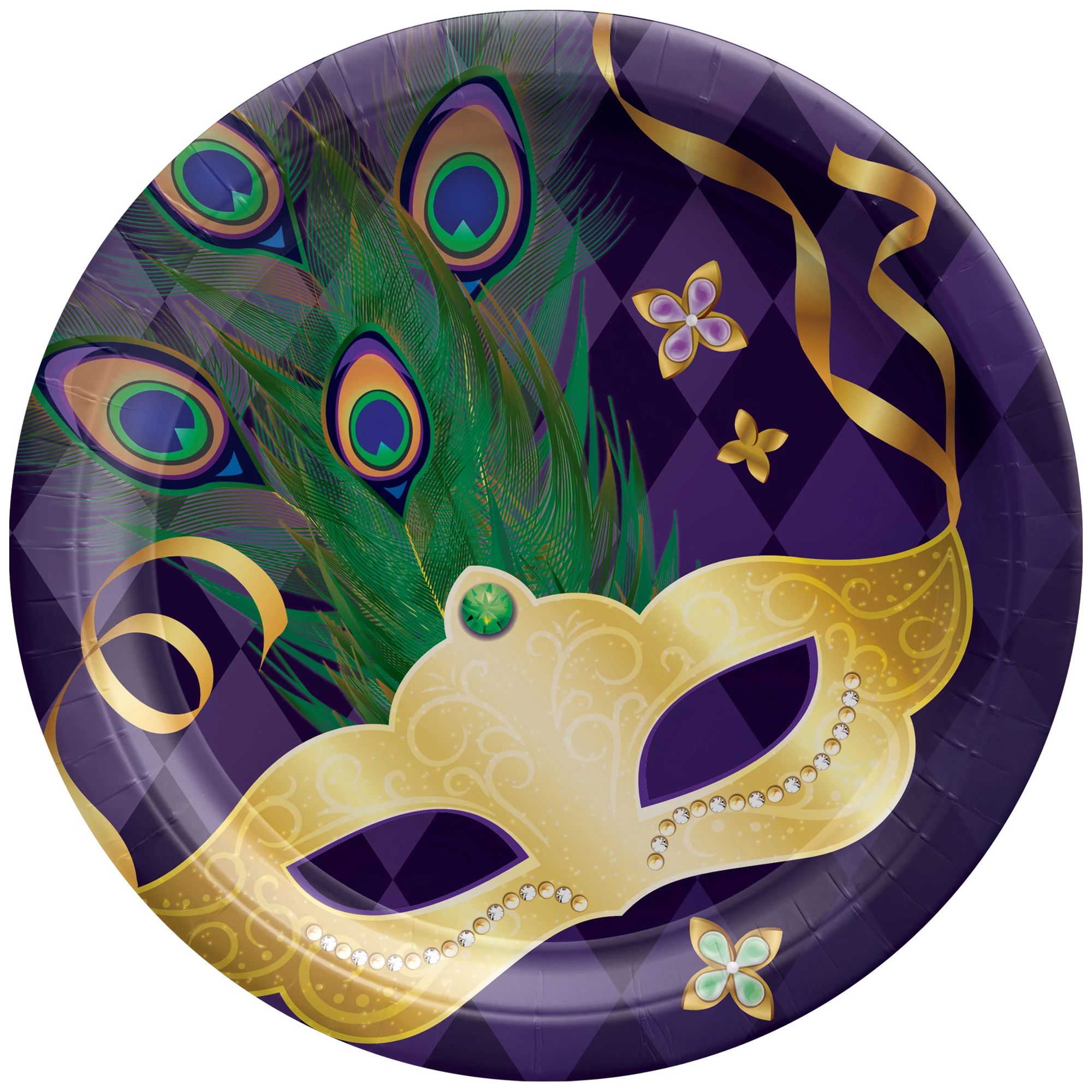 Amscan HOLIDAY: MARDI GRAS Mardi Gras Masquerade Round Dessert Plates