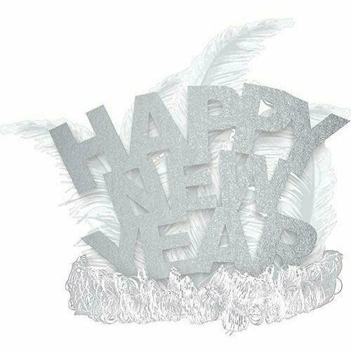 Amscan HOLIDAY: NEW YEAR'S Silver Happy New Year Feather Tiara