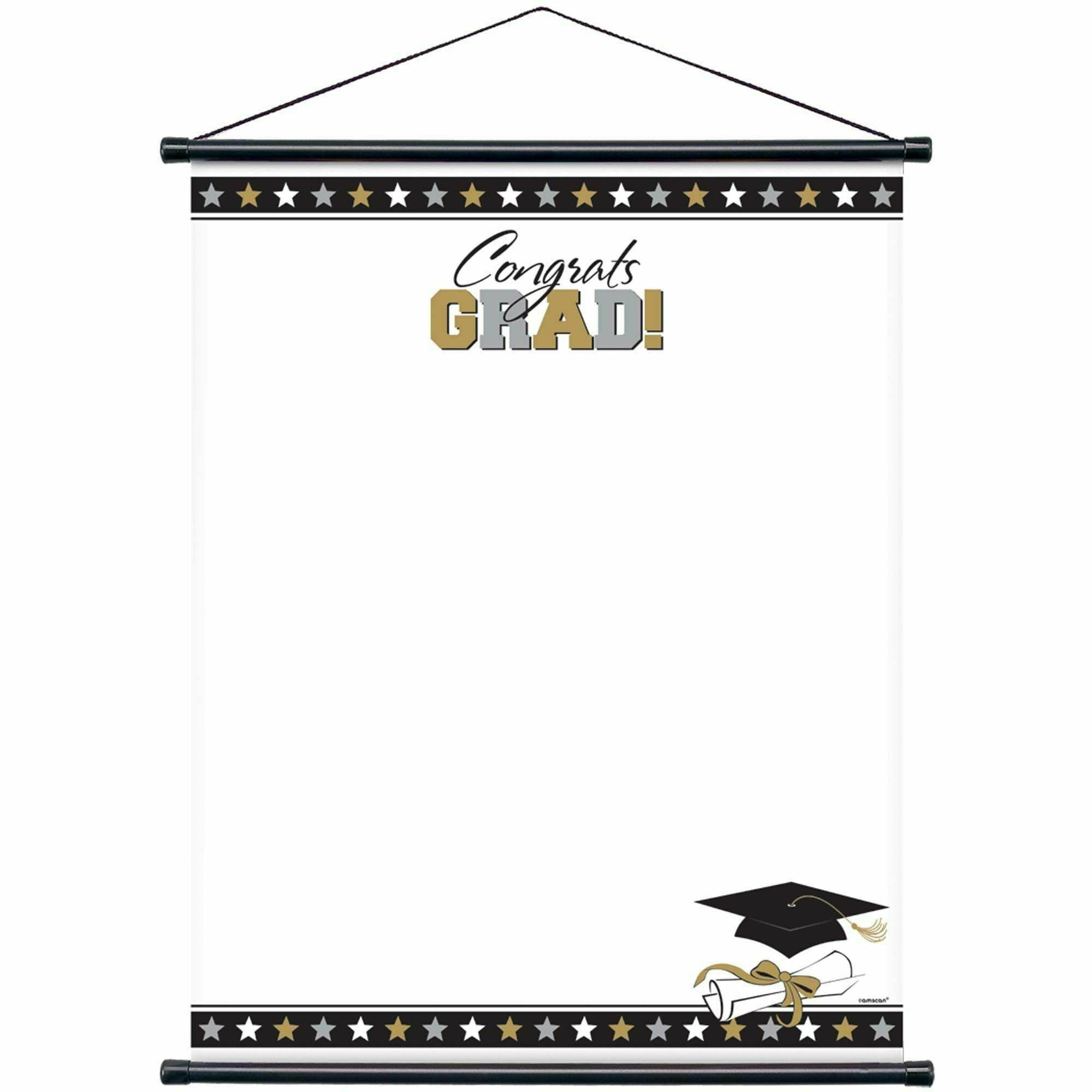 Amscan HOLIDAY: PATRIOTIC Grad Sign-In Scroll Sheet - Black, Silver & Gold