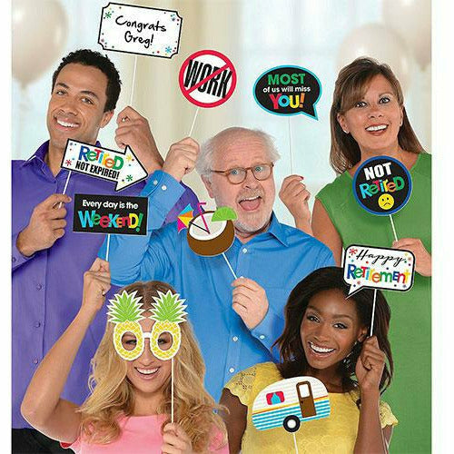 Amscan THEME Happy Retirement Celebration Photo Booth Props 13ct