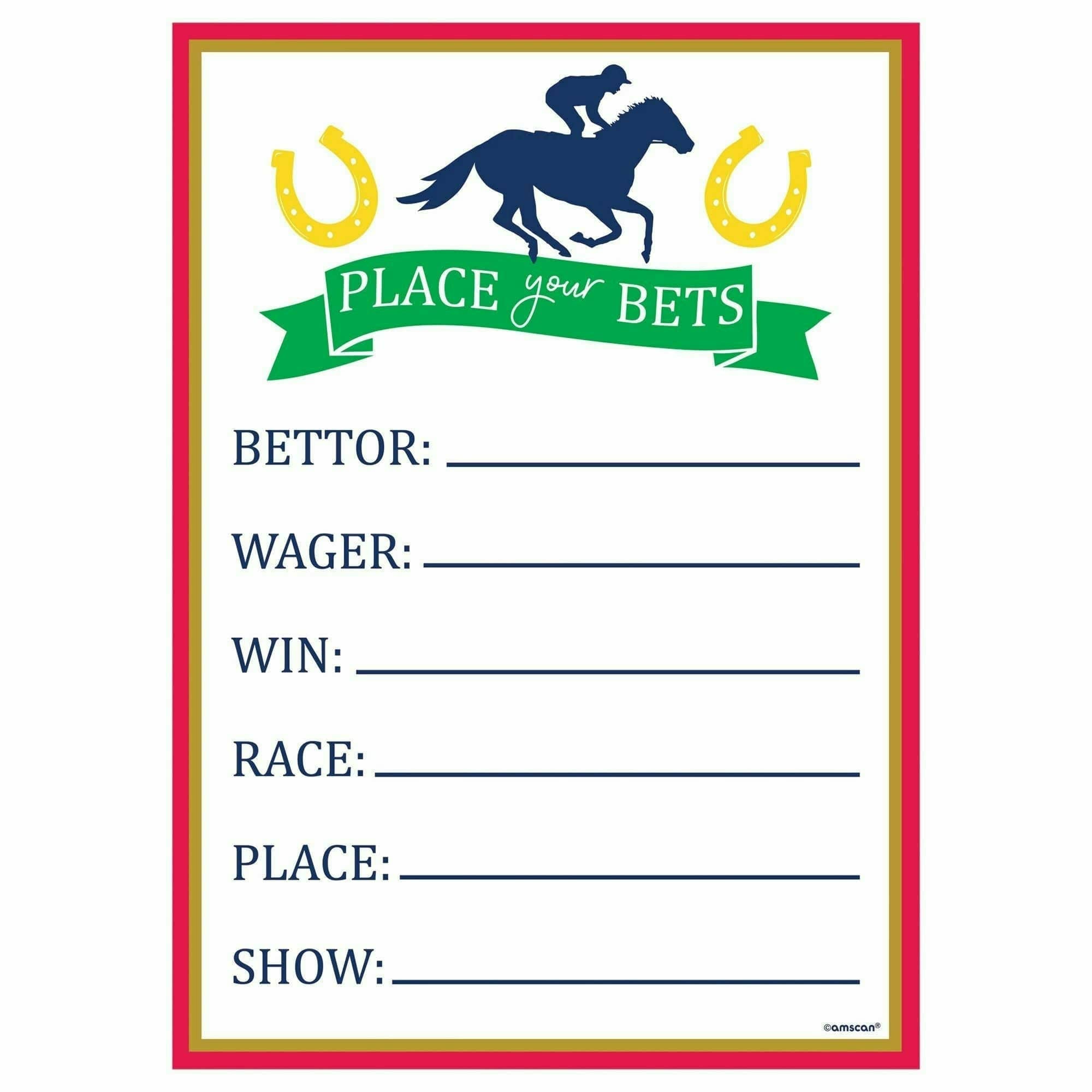 Amscan THEME Kentucky Derby Place Your Bets Game Sheets