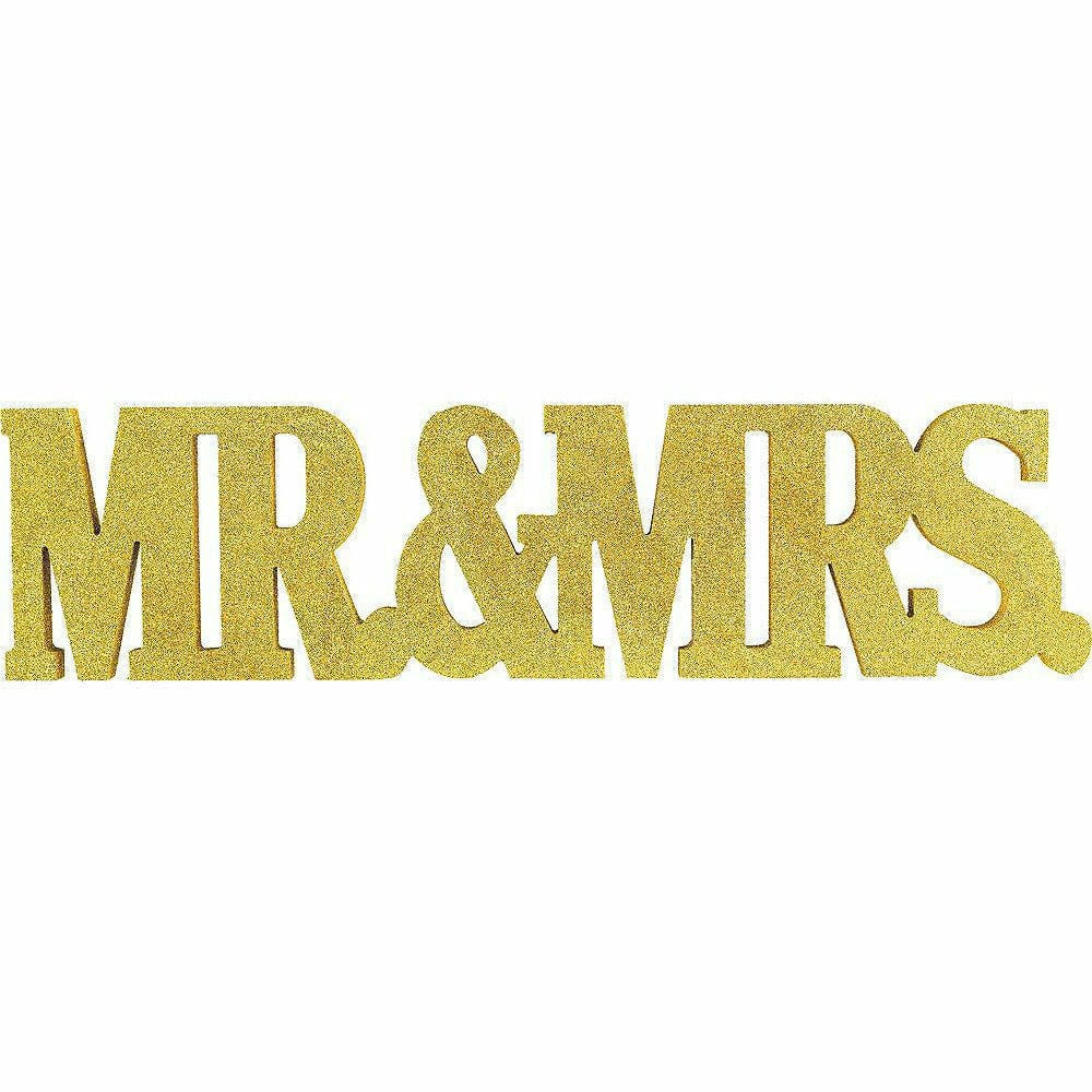 Amscan WEDDING Glitter Gold Mr. & Mrs. Block Letter Sign