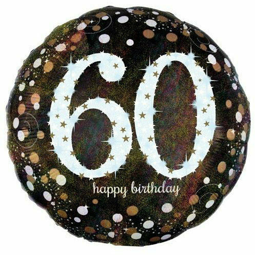 Burton and Burton BALLOONS 318A 18" Sparkling 60 Happy Birthday Foil