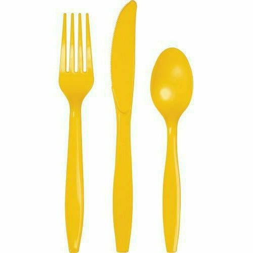 Creative Converting BASIC School Bus Yellow Plastic Assorted Cutlery 24ct