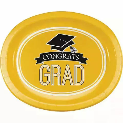 Creative Converting HOLIDAY: GRADUATION Graduation School Spirit Yellow Oval Plates