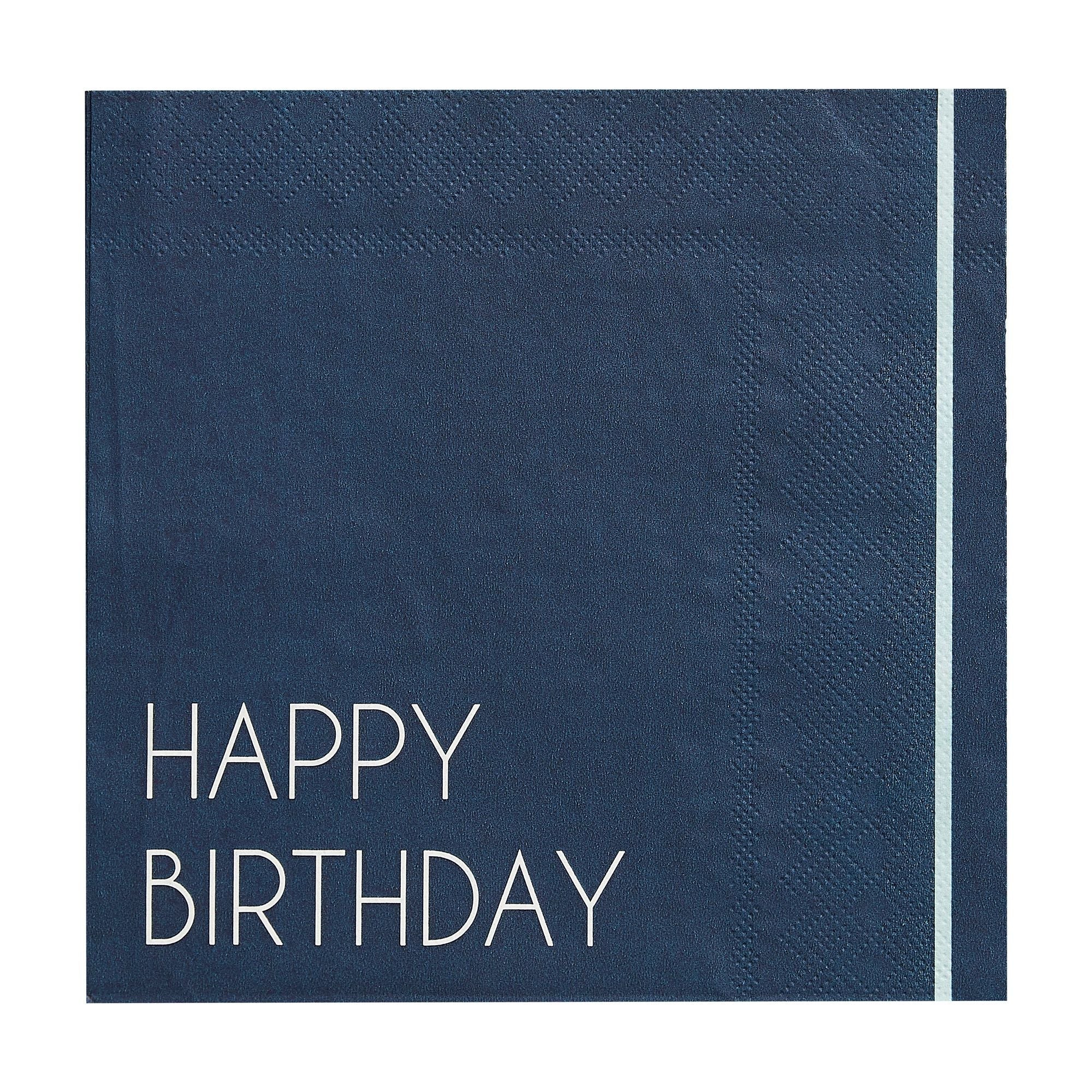 Ginger Ray BIRTHDAY Ginger Ray Happy Birthday Blue Luncheon Eco Paper Napkins