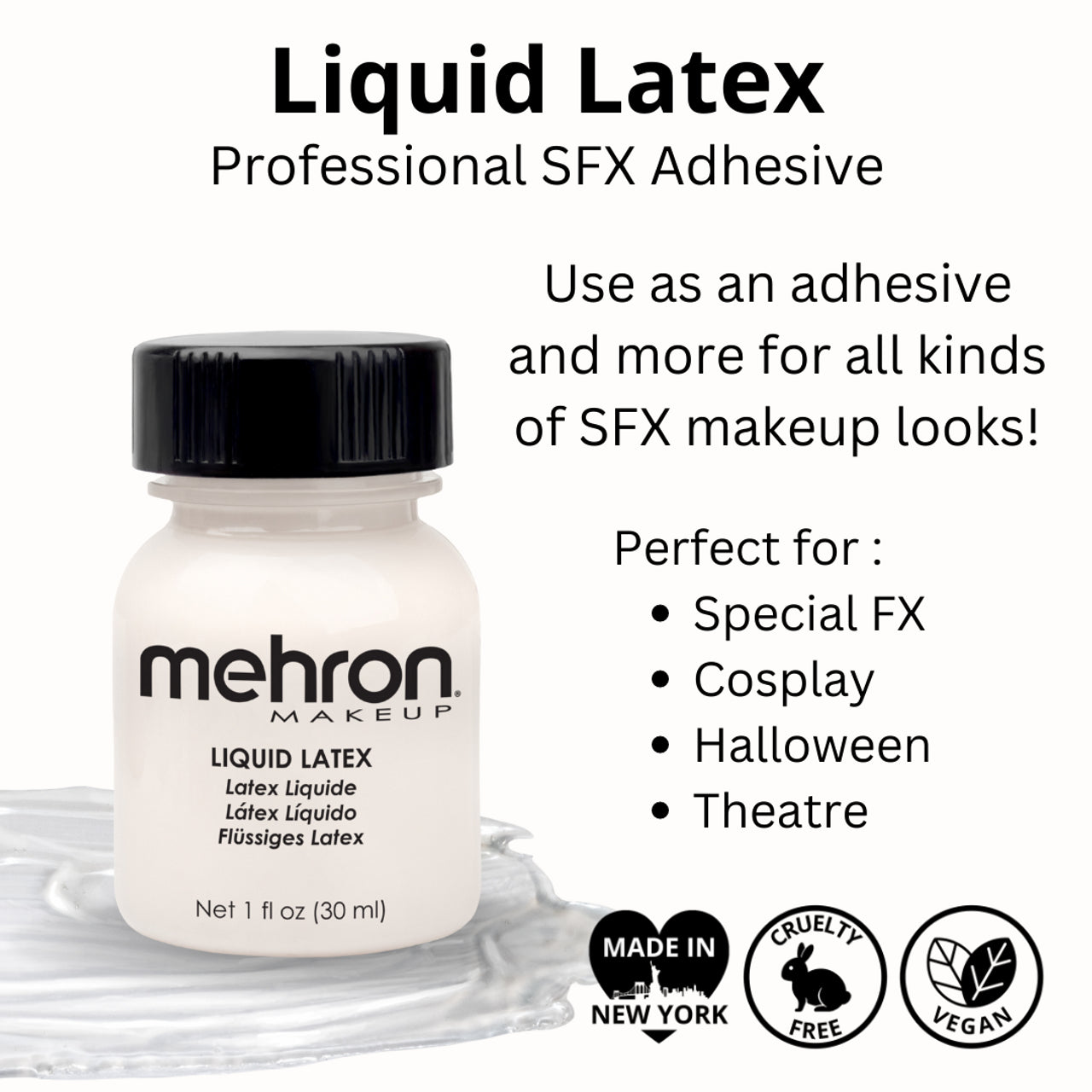 Mehron COSTUMES: MAKE-UP Liquid Latex - 1 oz