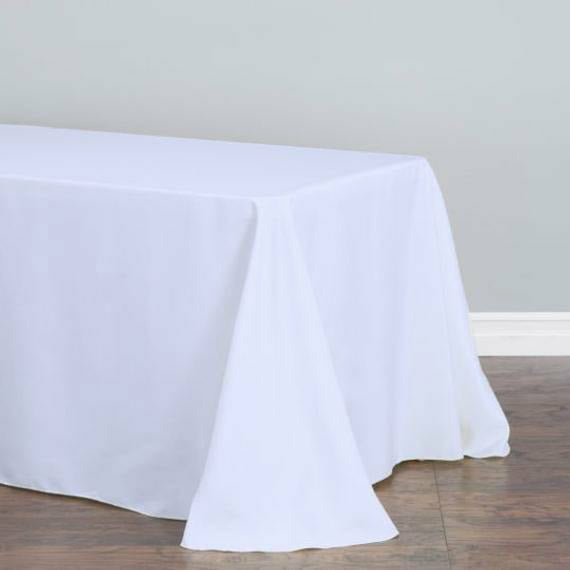 Tablecloths Factory BASIC 90"x132" White Polyester Round Corner Rectangular Tablecloth