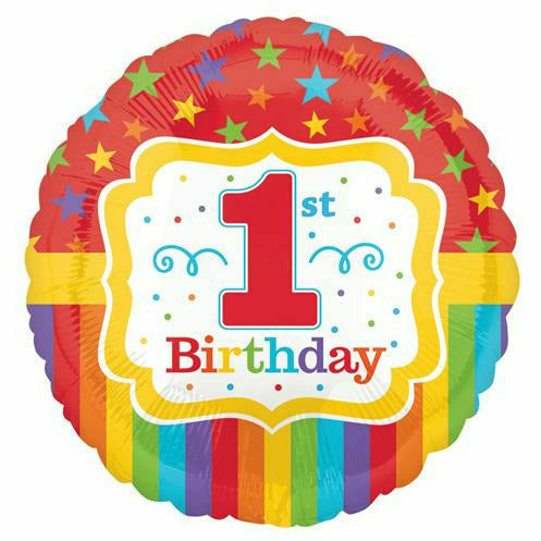 Ultimate Party Super Stores BALLOONS 484 Rainbow 1st Birthday 17" Mylar Balloon