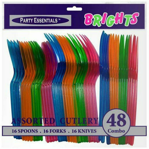 Ultimate Party Super Stores BASIC ASSORTED NEON CUTLERY 16 SETS PER PACK