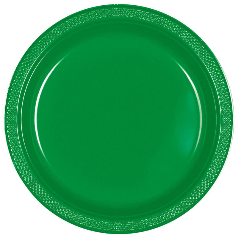 Festive green plastic plate