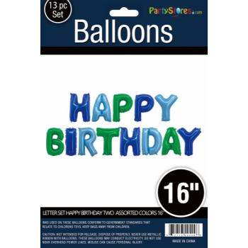 Letter Set Happy Birthday Air-Fill Balloon Banner - Two Assorted Colors