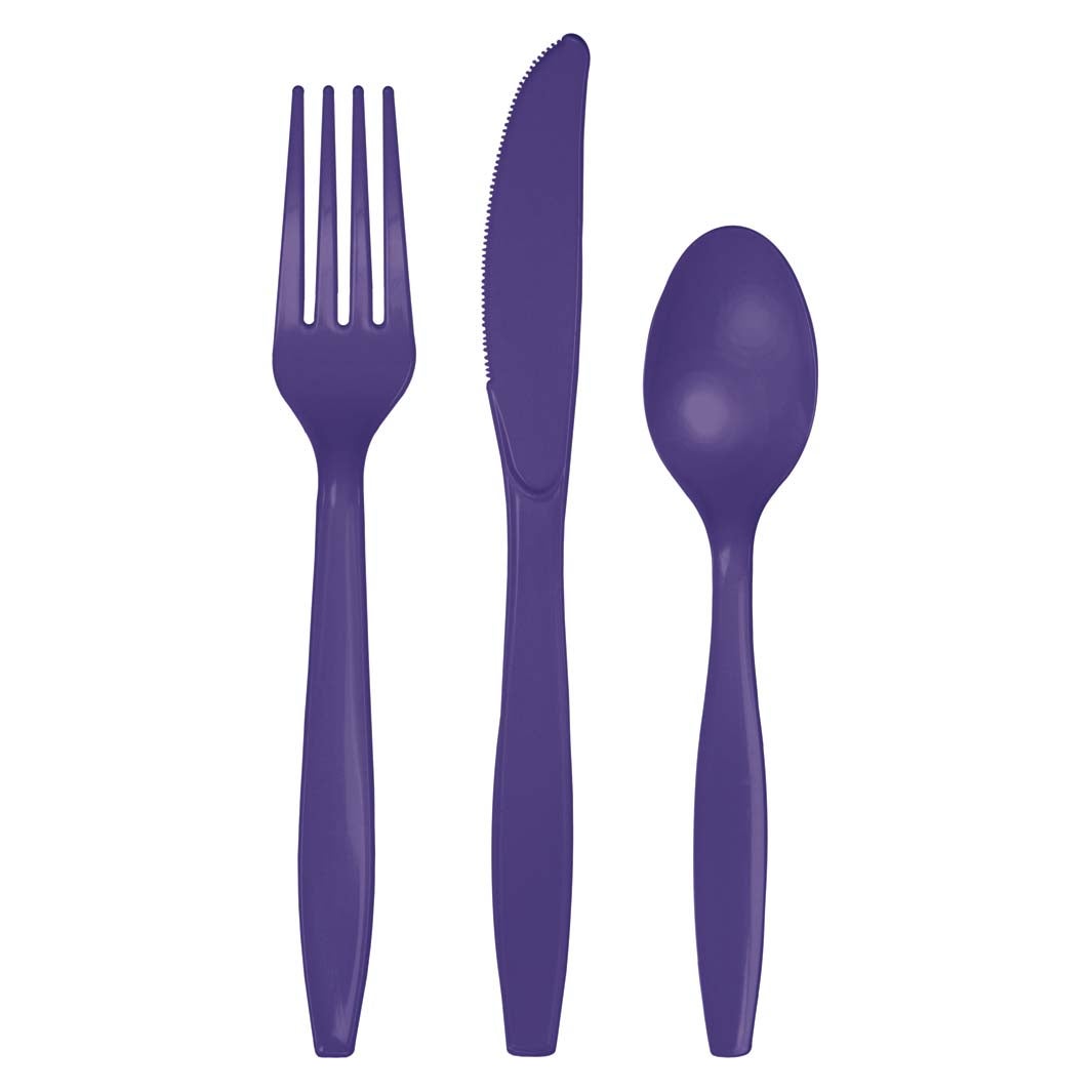Purple Premium Assorted Plastic Cutlery