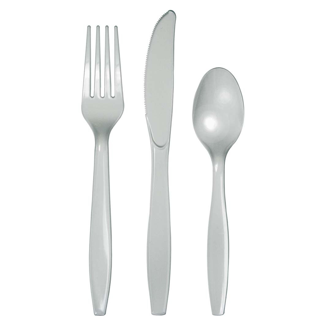 Premium Assorted Plastic Cutlery - Shimmering Silver