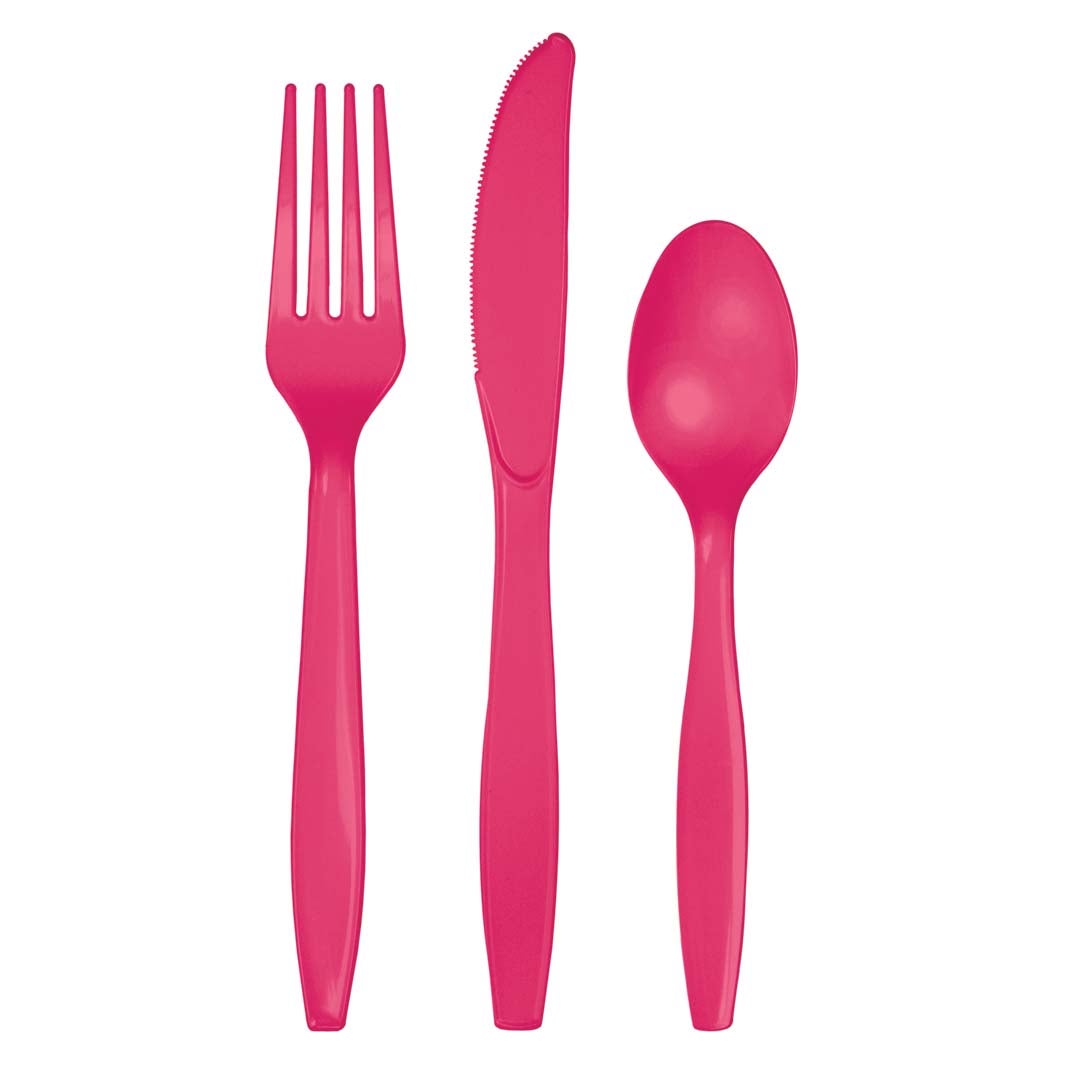 Hot Magenta Premium Assorted Plastic Cutlery