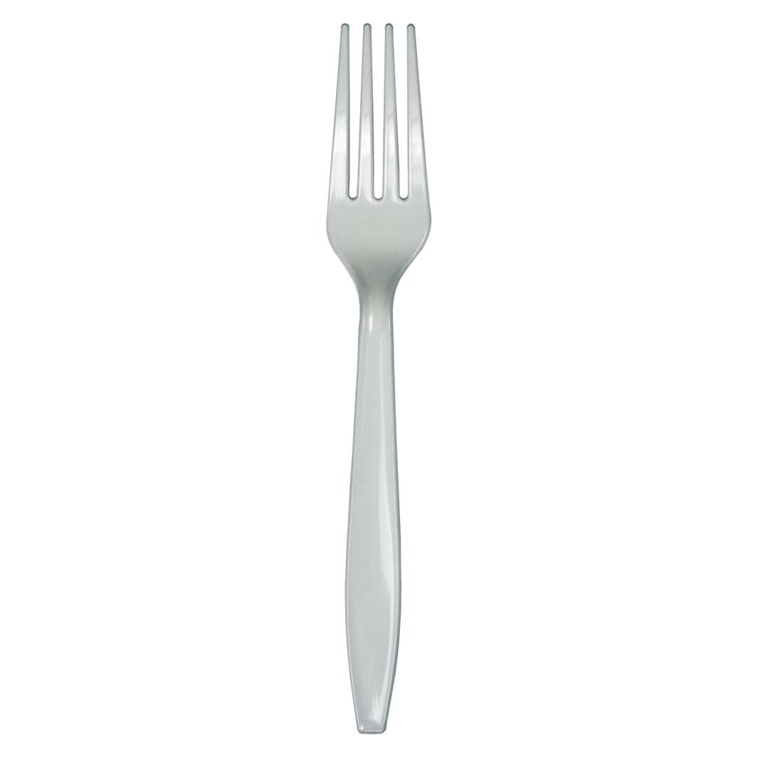 Premium Plastic Forks - Shimmering Silver