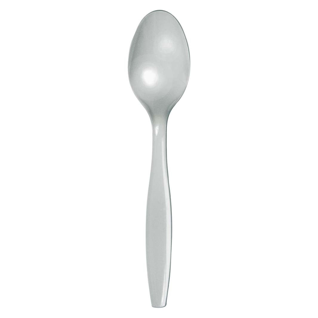 Premium Plastic Spoons - Shimmering Silver