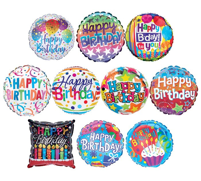 4" AIR-FILLED BIRTHDAY ASSORTMENT STICK BALLOONS