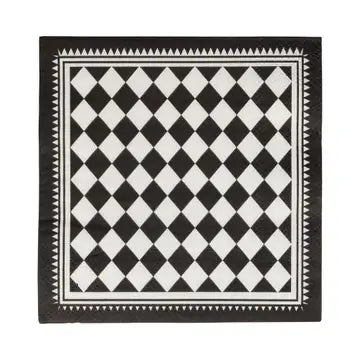 Black Checkers Cocktail Napkin