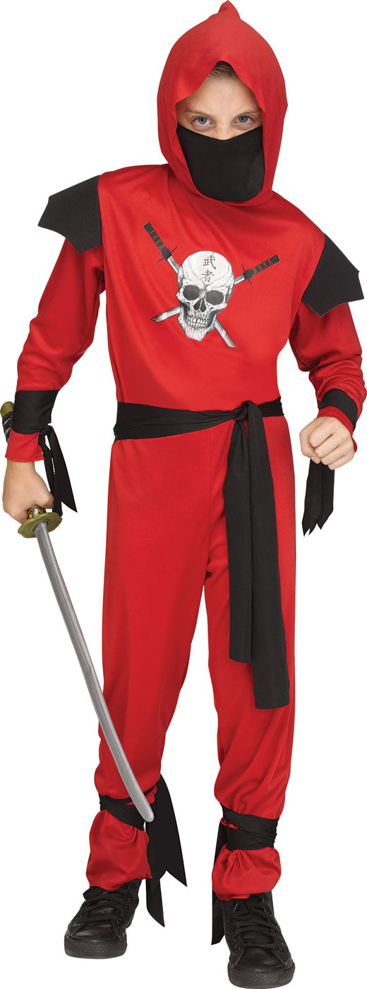 Red Skull Ninja Boys Child Secret Agent Halloween Costume