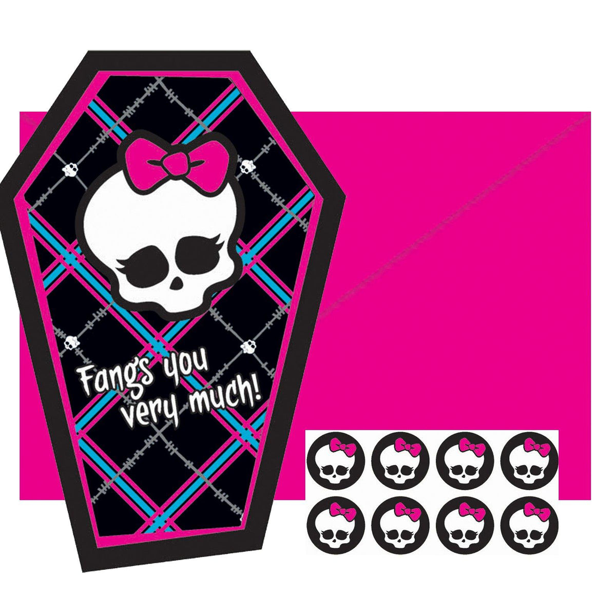 Monster High Post Card Thank You 8 Ct Envelopes Girls Birthday Party