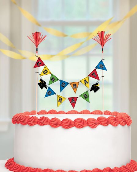 Hip Hip Hooray Graduation Pennant Banner Cake Topper