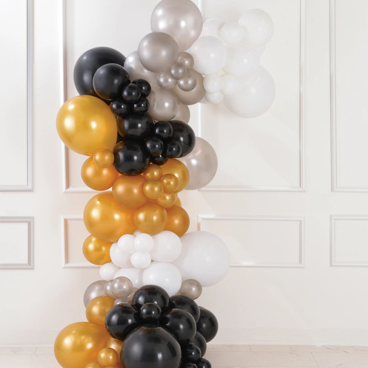 Black, Silver, Gold, White Latex Balloon Garland Kit