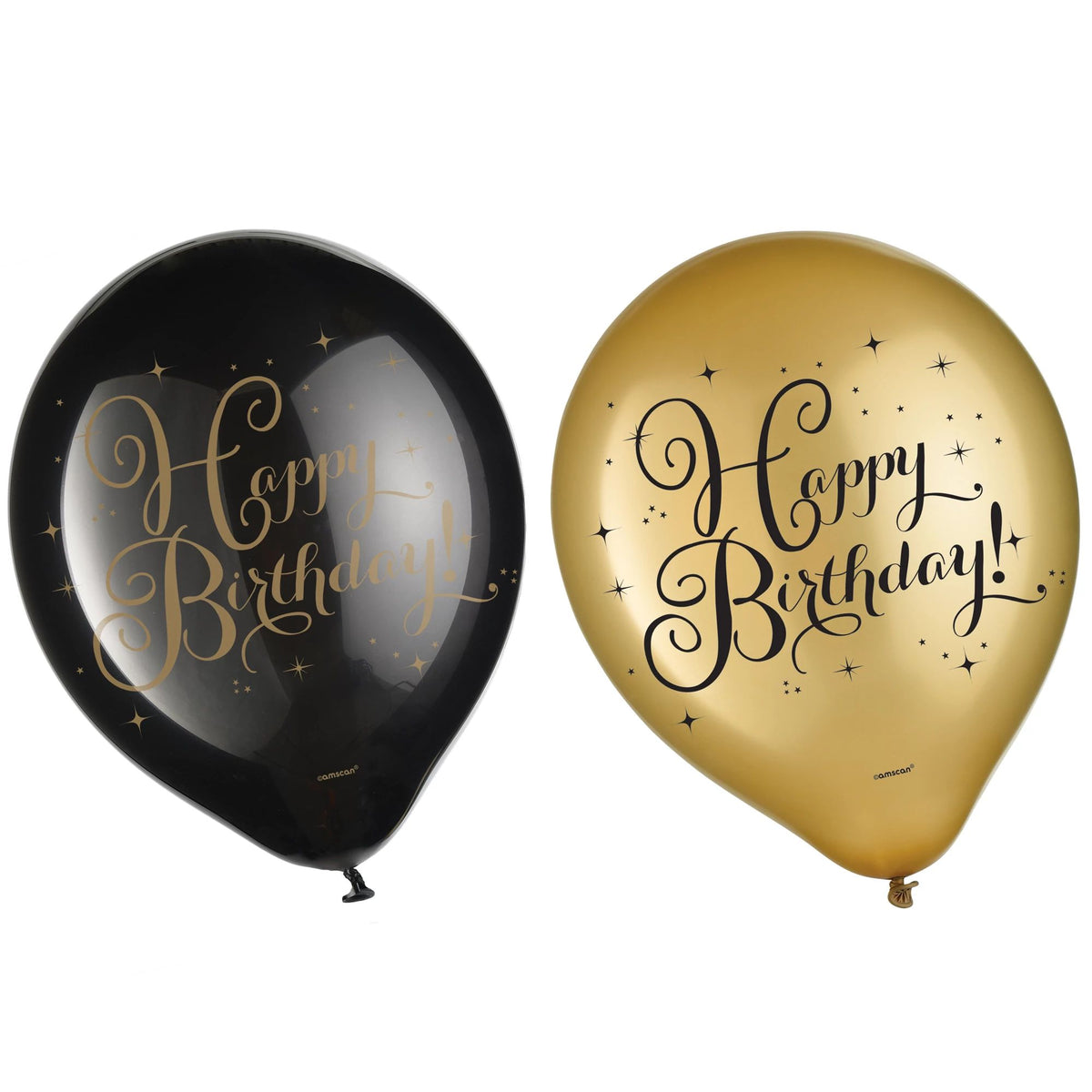 12" Gold Birthday Printed Latex Balloons - 15 ct.