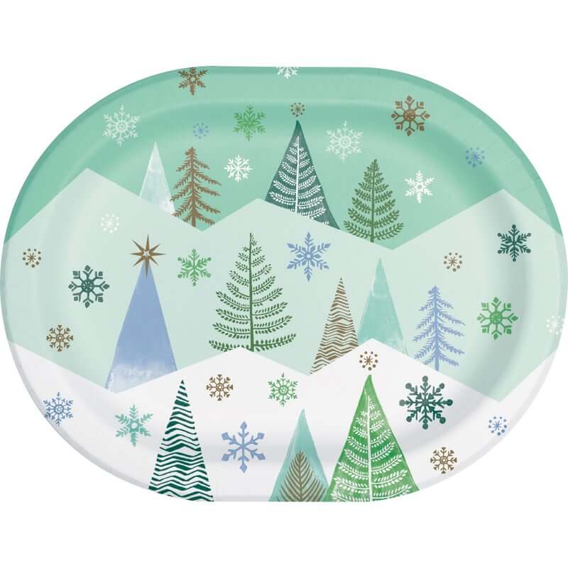 Winter Wonderland Racetrack Oval Platters 8ct