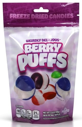 Freeze Dried Candy, Berry Puffs, Fun to Eat, Crispy, Long Shelf Life, Weirdly Delicious 3.5 Oz (100g)