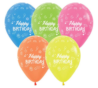 Neon Birthday Party Assorted Latex Balloon 1ct, 11" - Helium Filled