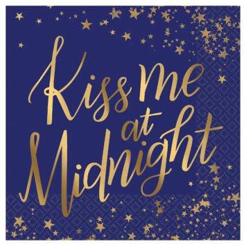 New Year's Kiss Me at Midnight 2-Ply Beverage Napkins