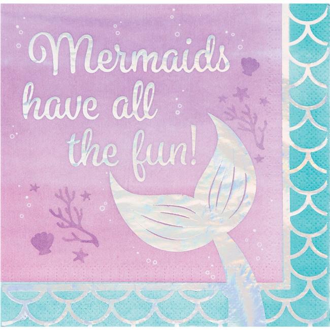 Iridescent Mermaid All the Fun Napkins, 16 Count