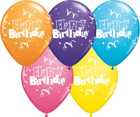 Birthday Streamers and Stars Assortment Latex Balloon 1ct, 11&quot; 