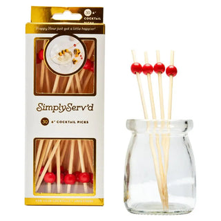 RED 6  INCH WOOD PARTY PICKS