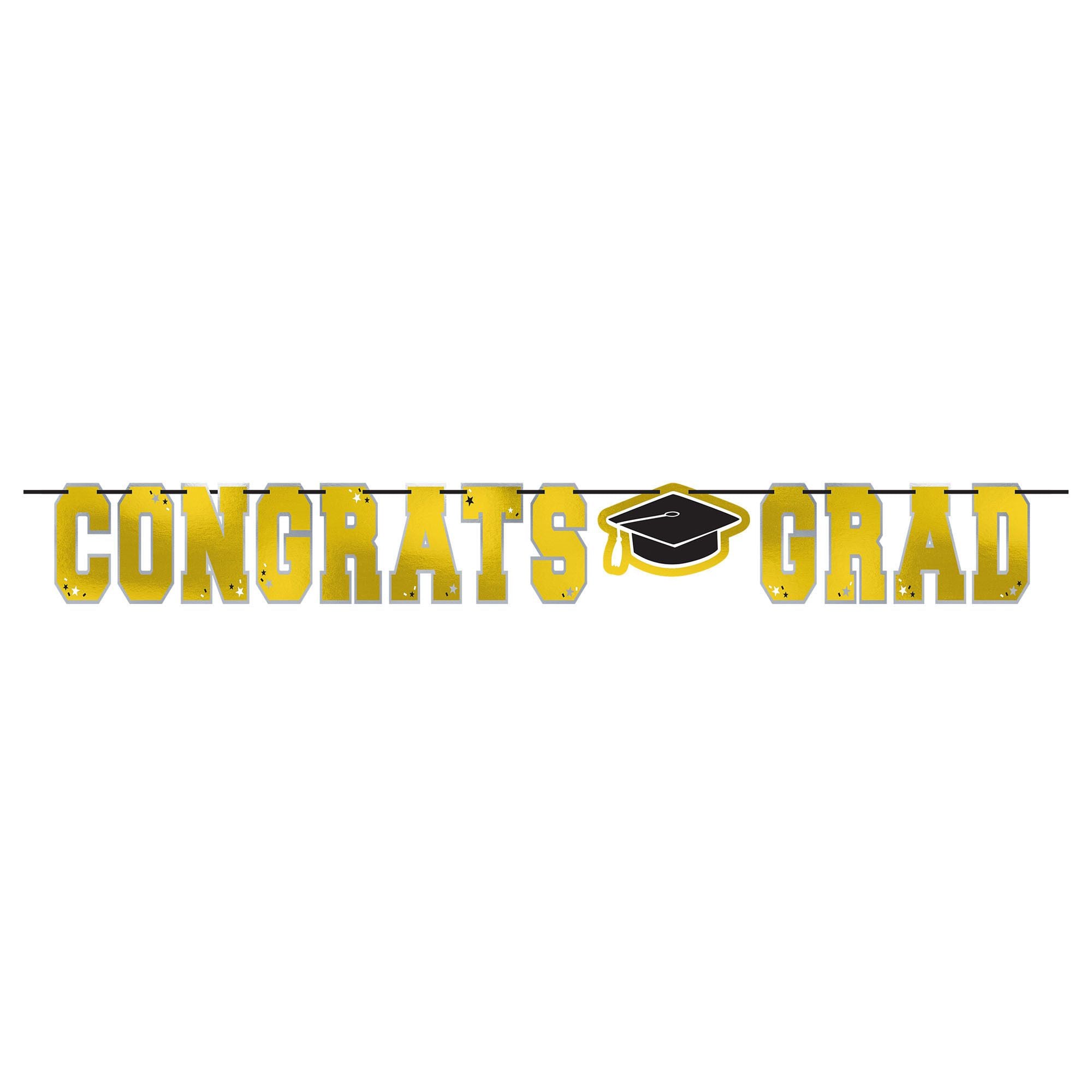 Large Graduation Foil Letter Banner - Gold