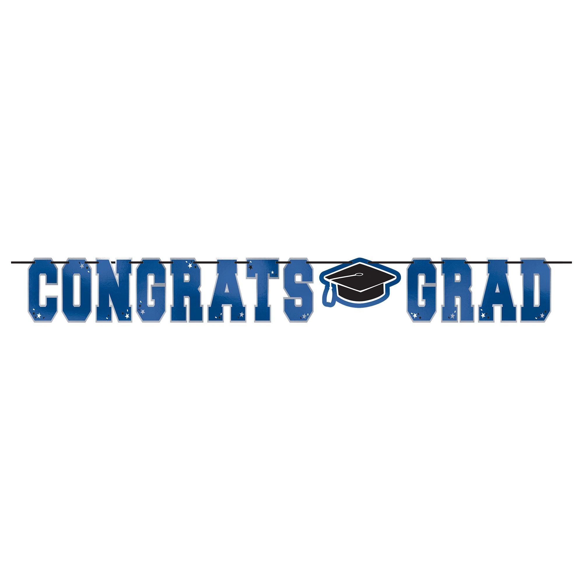Large Graduation Foil Letter Banner - Blue