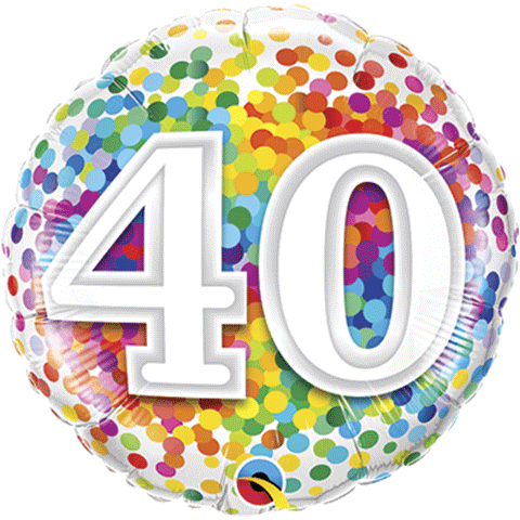 B015 Confetti Rainbow 40 18" Mylar Balloon