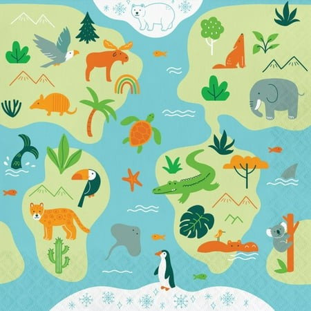 World Adventure Paper Lunch Napkins 16 per Pack