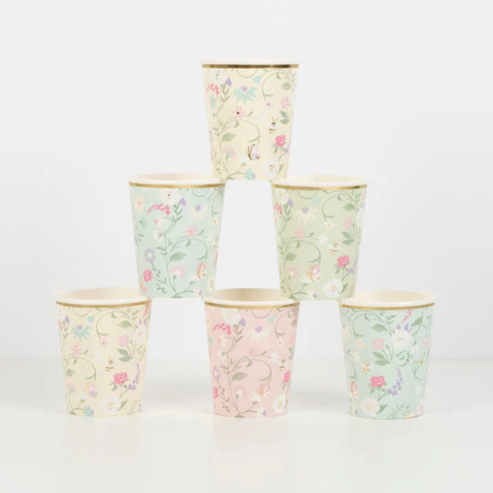 Floral Party Paper Cups, Ladurée, 9 Oz, 8 Count