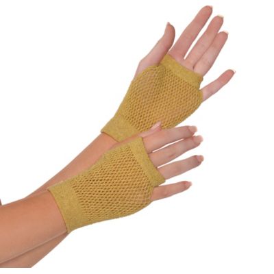 Gold Short Fishnet Gloves